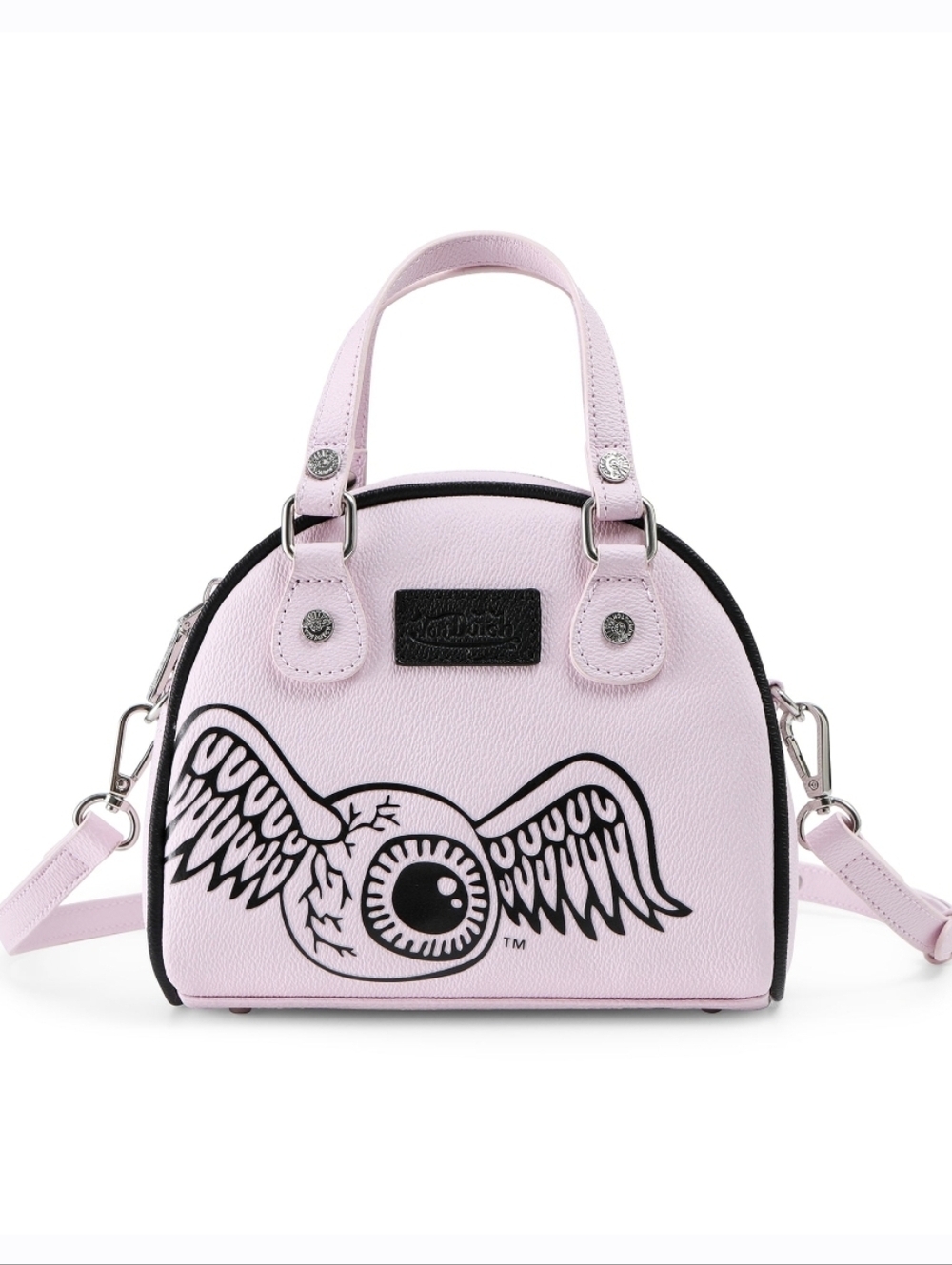 NWT Von Dutch Pink & Black Flying Eye Mini Bowling Bag Satchel Crossbody